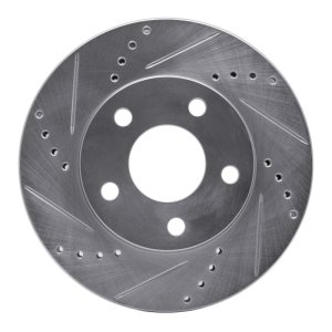 Buick Regal Brake Rotor (1) - Front Left - R1 Concepts - Drilled & Slotted - Silver - `97-`05